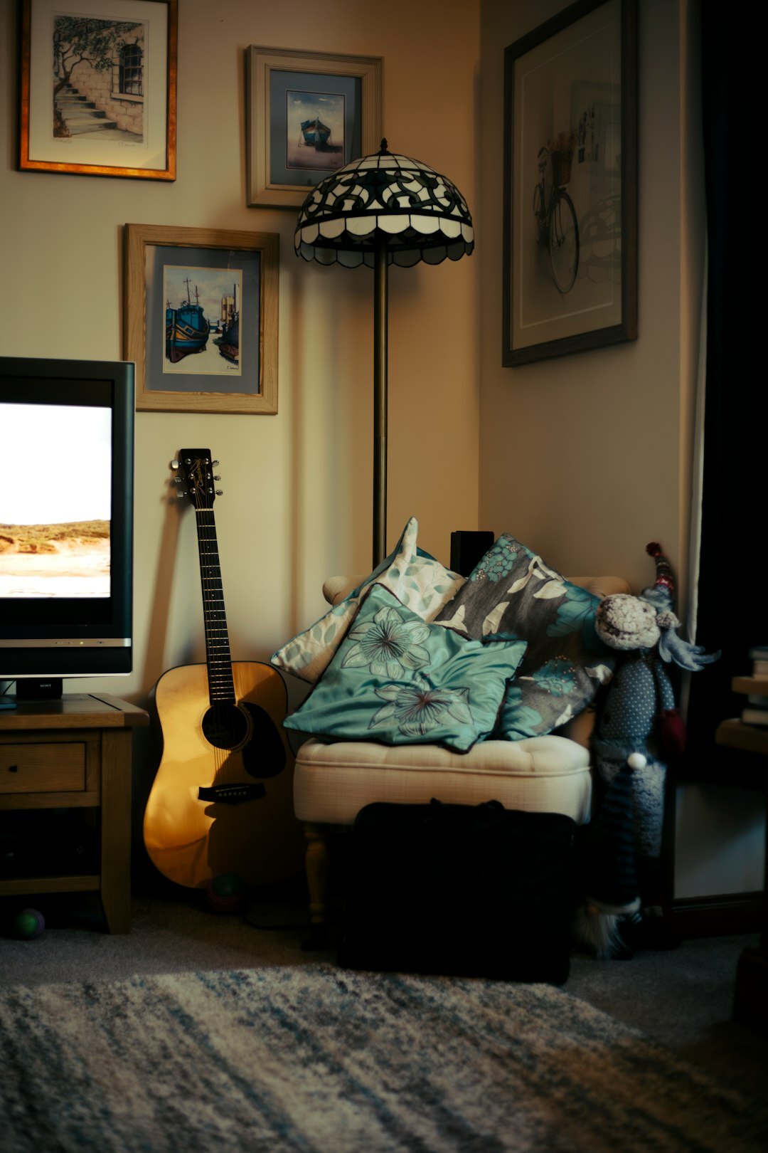 vintage television set in living room