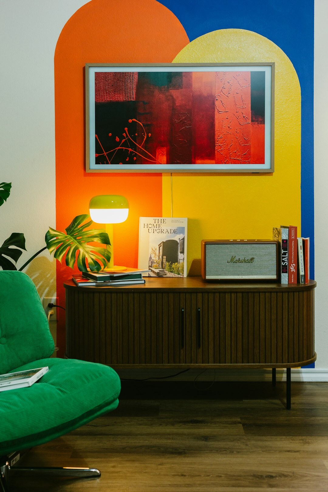 vintage television set in living room